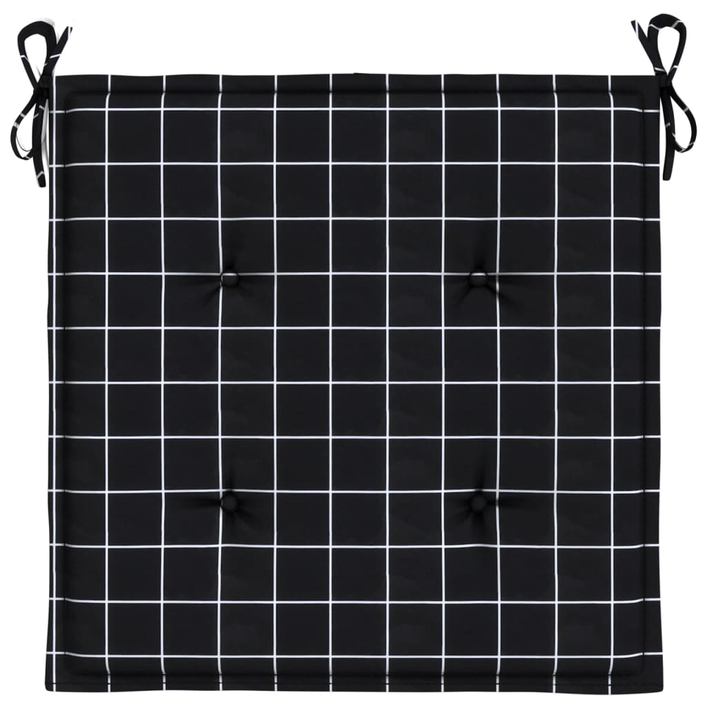 hynder til havestol 2 stk. 50x50x4 cm stof ternet sort