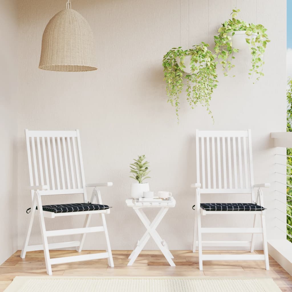 hynder til havestol 2 stk. 50x50x4 cm stof ternet sort