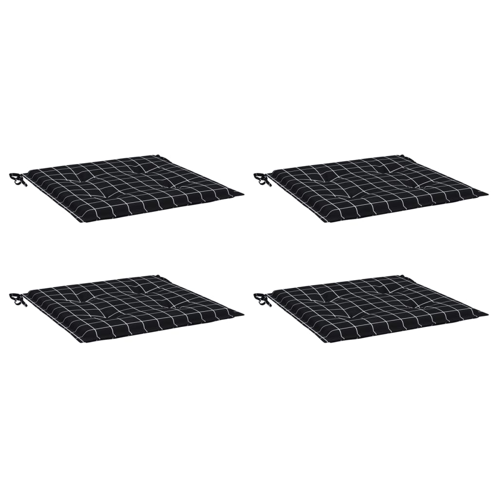 hynder til havestol 4 stk. 50x50x4 cm stof ternet sort