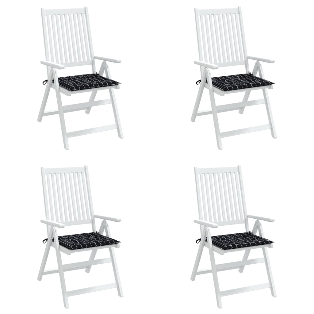 hynder til havestol 4 stk. 50x50x4 cm stof ternet sort