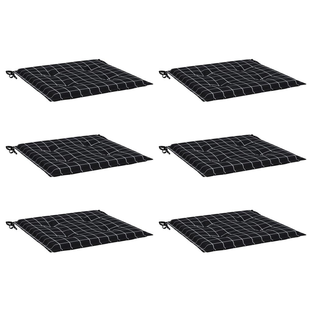 hynder til havestol 6 stk. 50x50x4 cm stof ternet sort