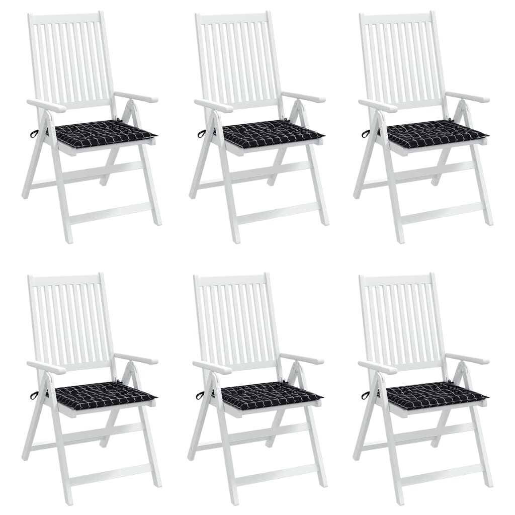 hynder til havestol 6 stk. 50x50x4 cm stof ternet sort