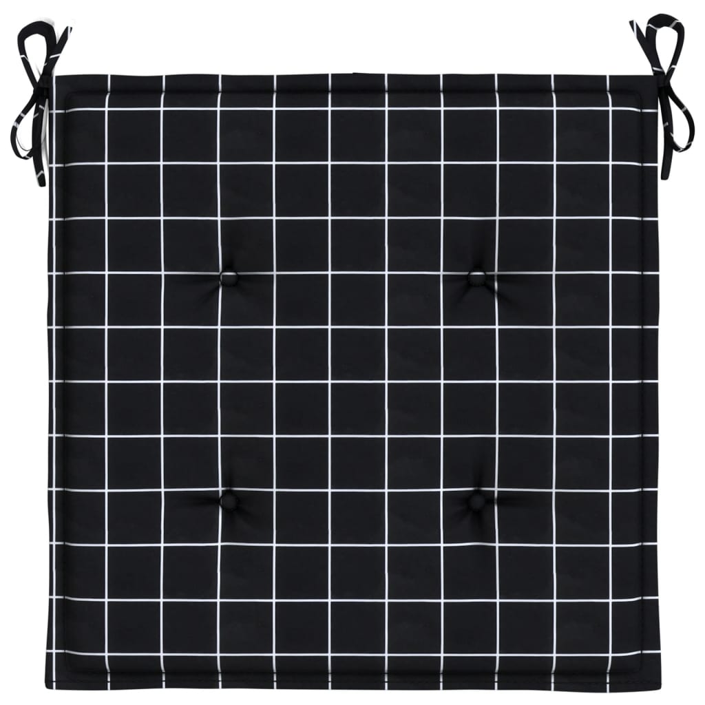 hynder til havestol 6 stk. 50x50x4 cm stof ternet sort