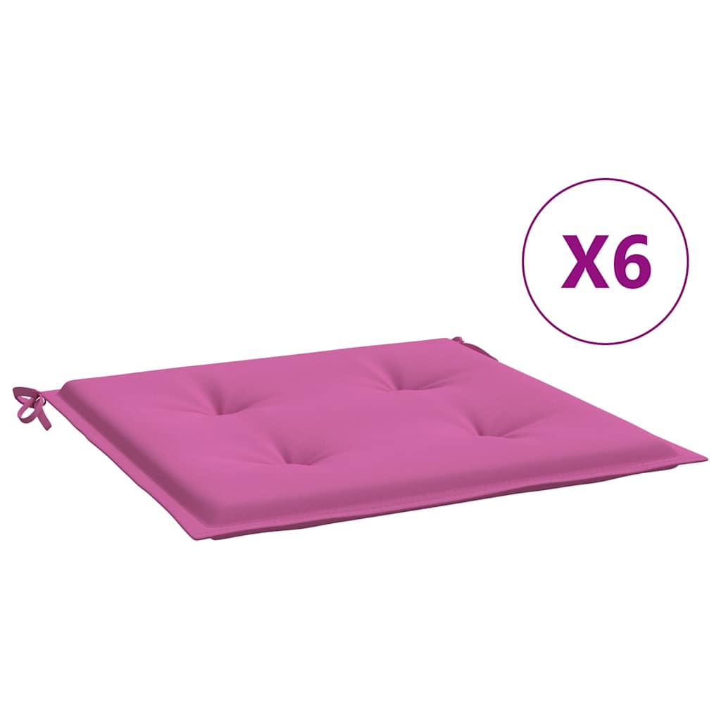 hynder til havestol 6 stk. 50x50x4 cm stof pink