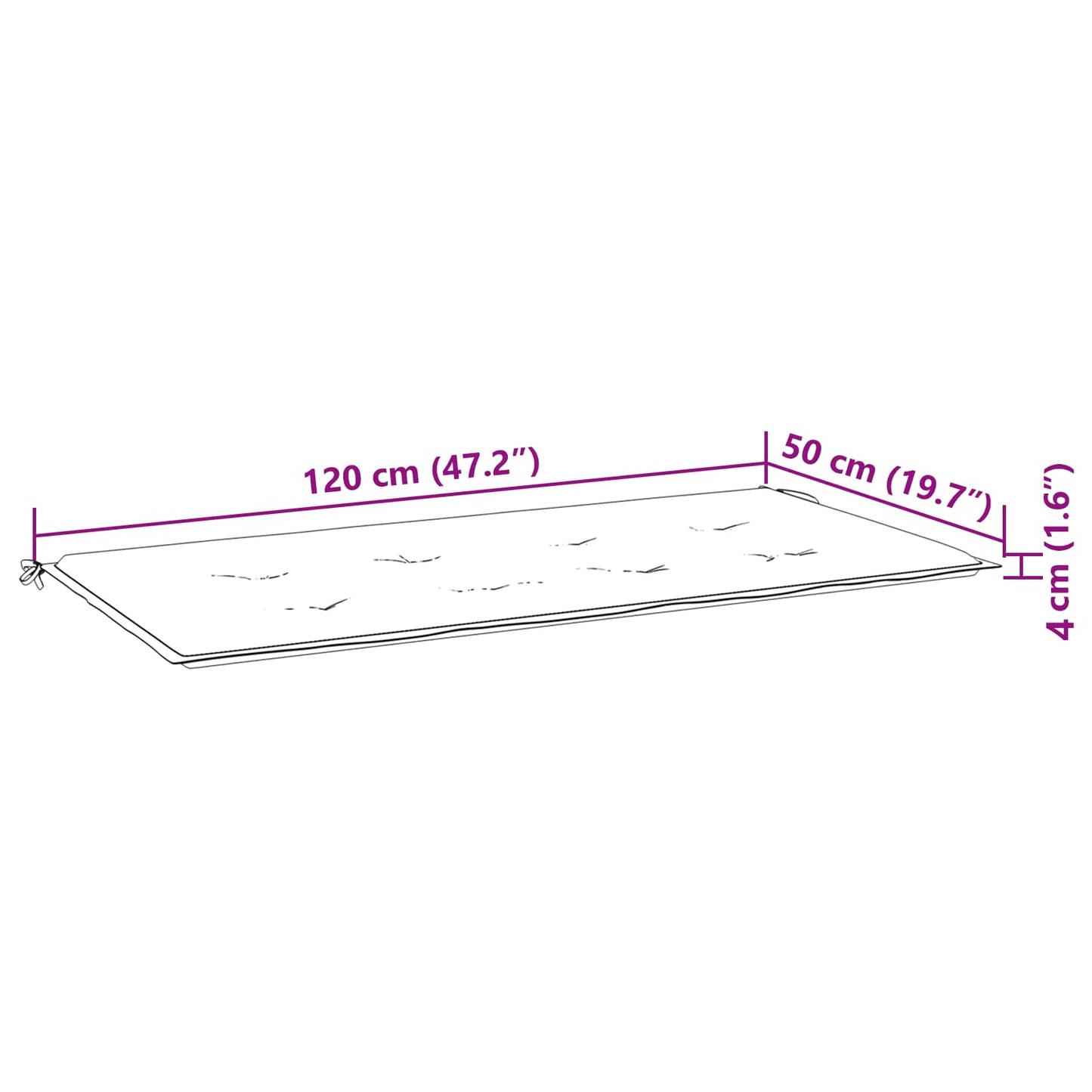 Bænk Pude Oxford stof Turkis 120 x 50 x 3 cm