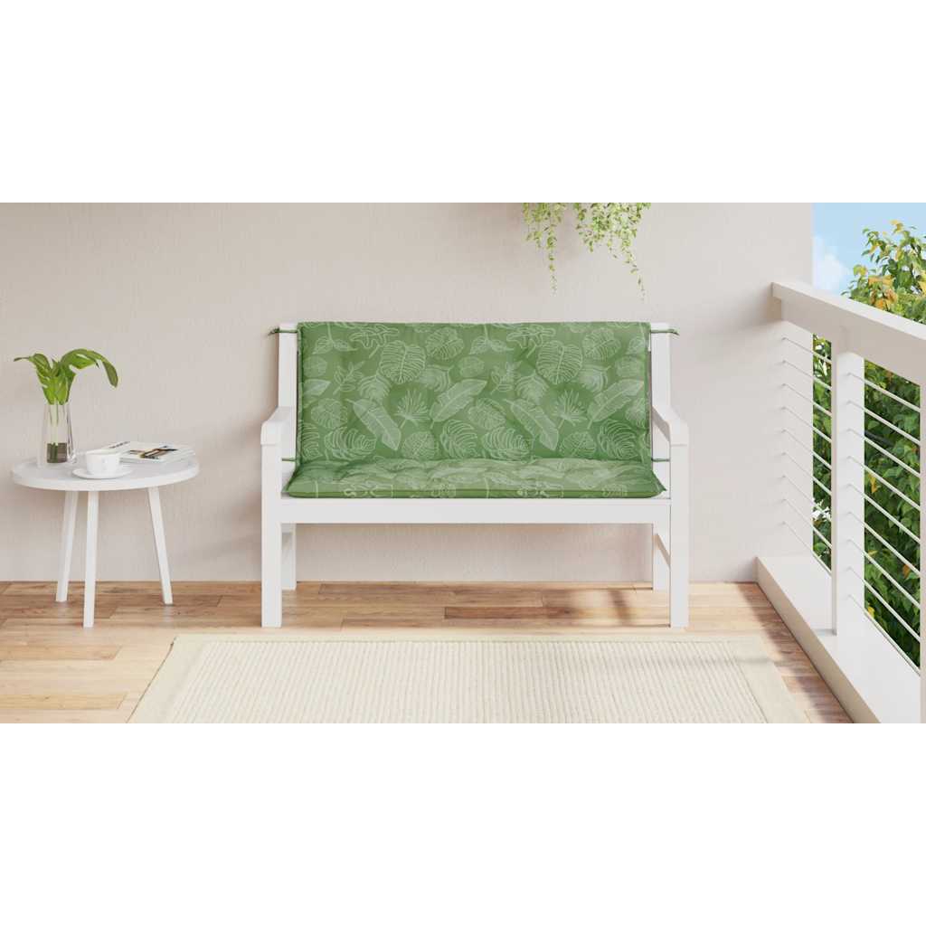 hynder til havebænk 2 stk 120x50x7 cm stof bladmønster