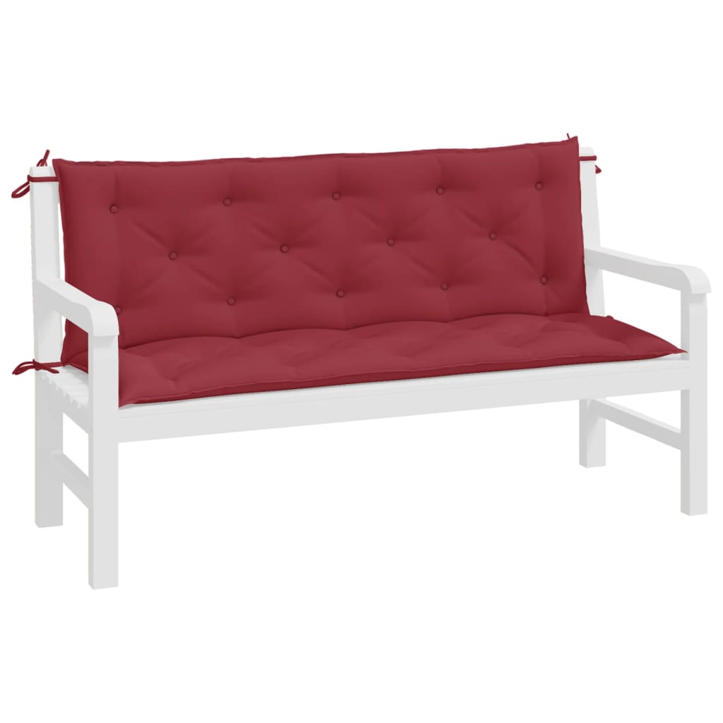 hynder til havebænk 2 stk. 150x50x7 cm oxfordstof vinrød
