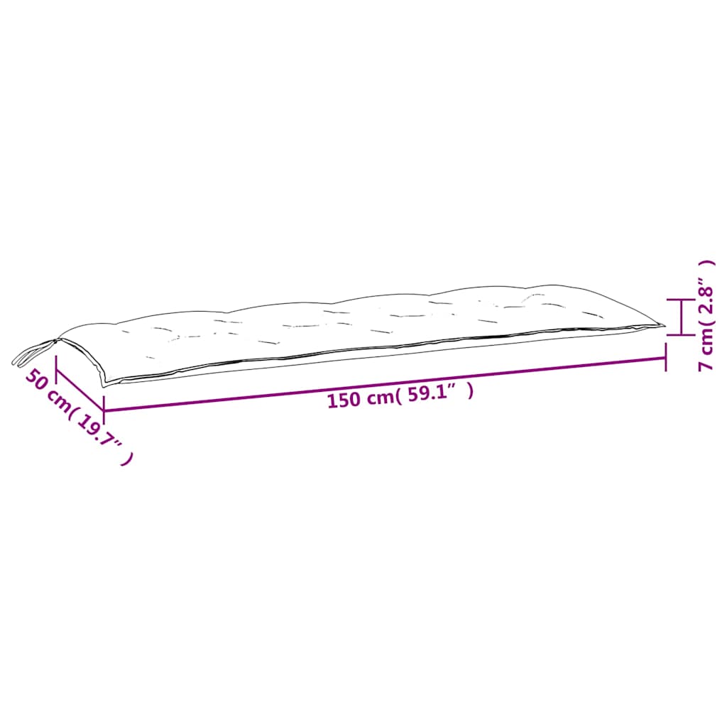 hynder til havebænk 2 stk. 2 stk. 150x50x7 cm stof pink