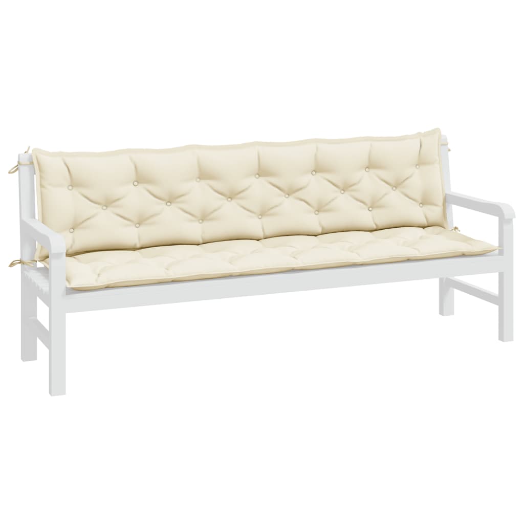 hynder til havebænk 2 stk. 200x50x7 cm oxfordstof cremefarvet