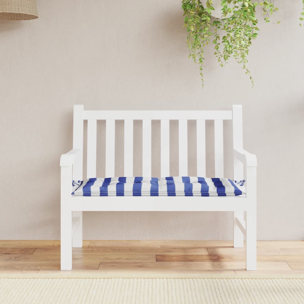 hynde til havebænk 110x50x7 cm striber stof blå og hvid