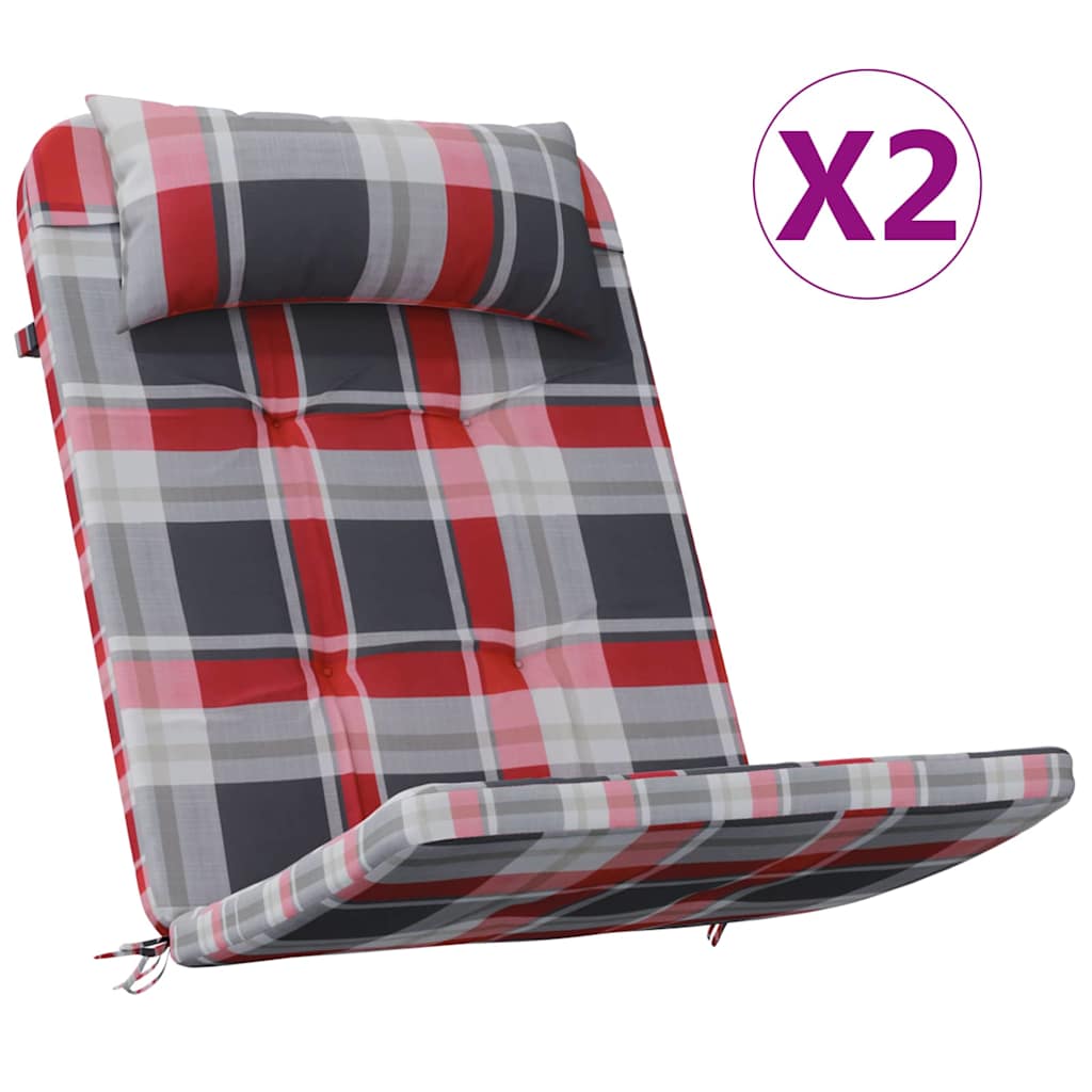Stolehynder Ternet 2 pcs Rød Tjek 58 x 77 x 4,5 cm Oxford stof