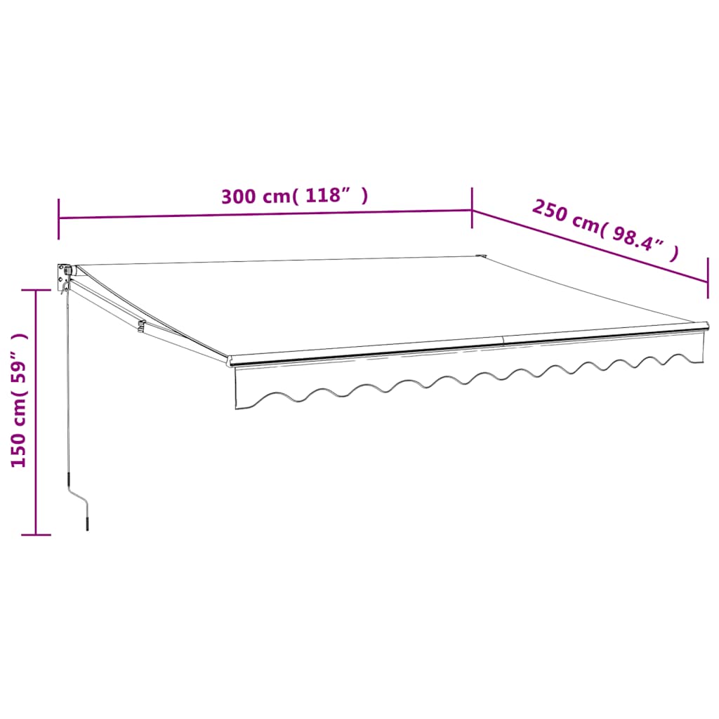 foldemarkise manuel betjening 3x2,5 m stof aluminium creme