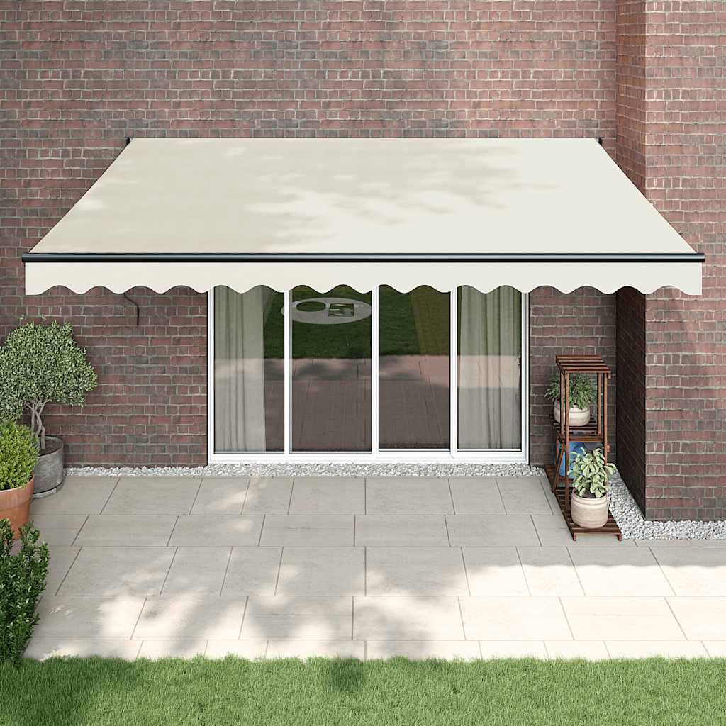 foldemarkise manuel betjening 4x3 m stof aluminium creme