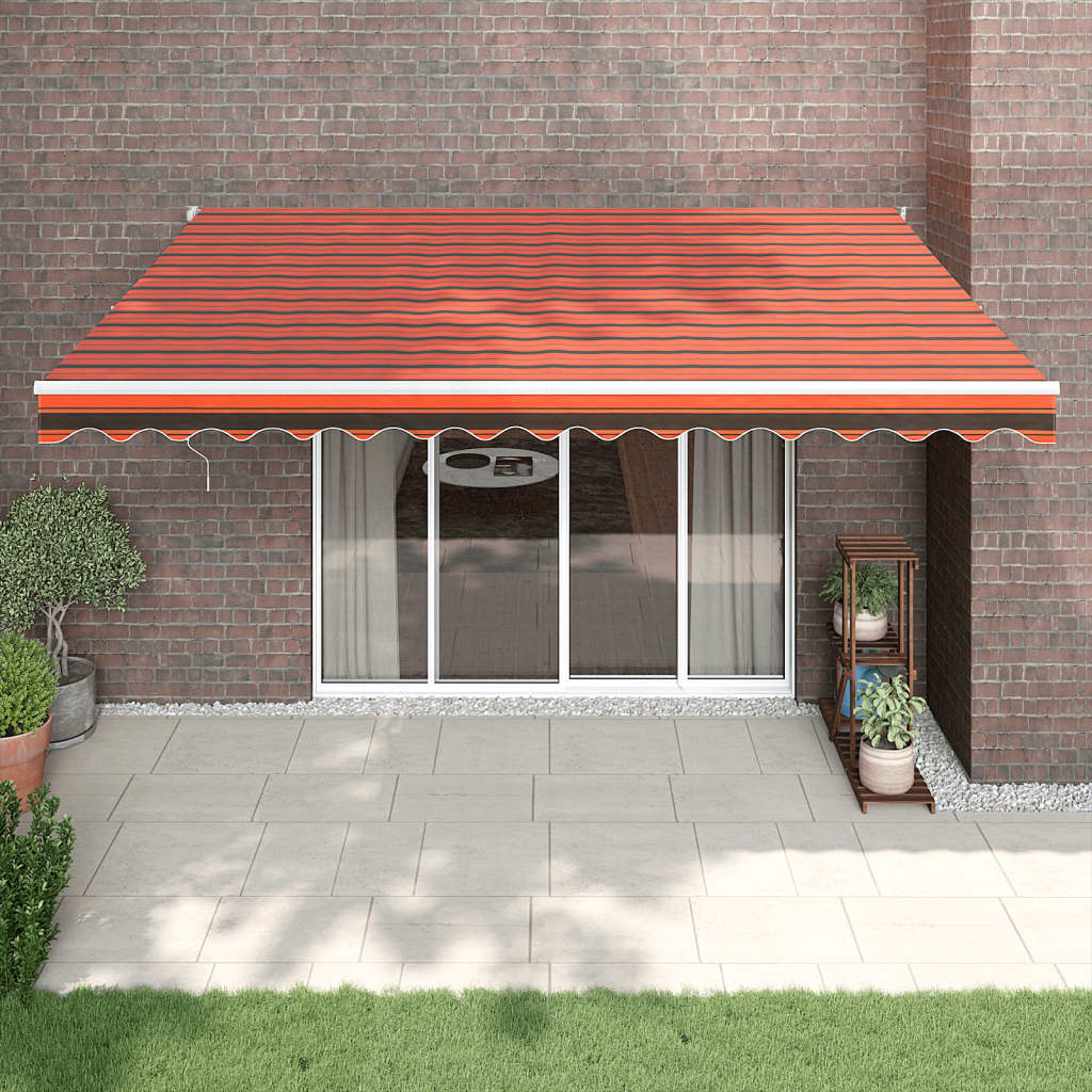 foldemarkise 4,5x3 m automatisk betjening orange og brun