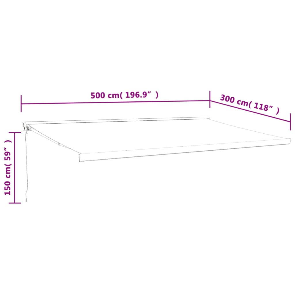 foldemarkise manuel betjening 5x3 m stof aluminium creme