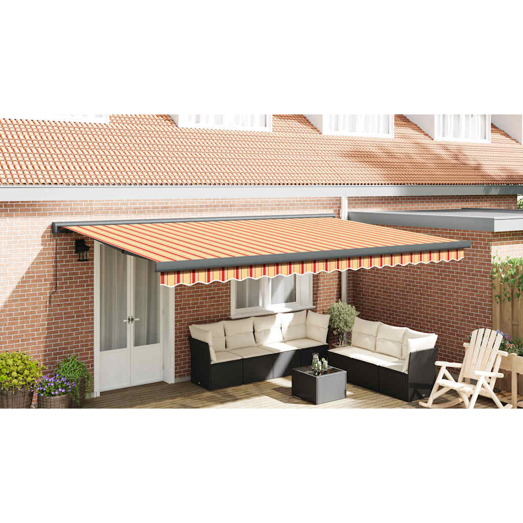 foldemarkise manuel betjening 4x3 m stof aluminium gul hvid