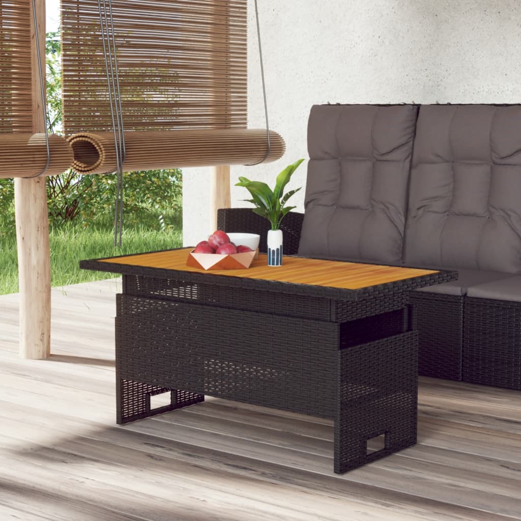 havebord 100x50x43/63 cm massivt akacietræ og polyrattan billede