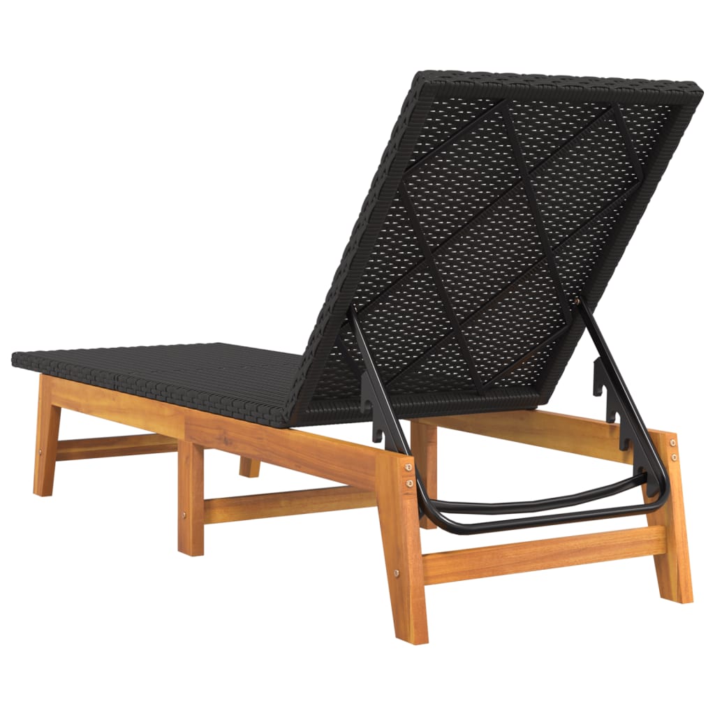 liggestol med bord polyrattan og massivt akacietræ