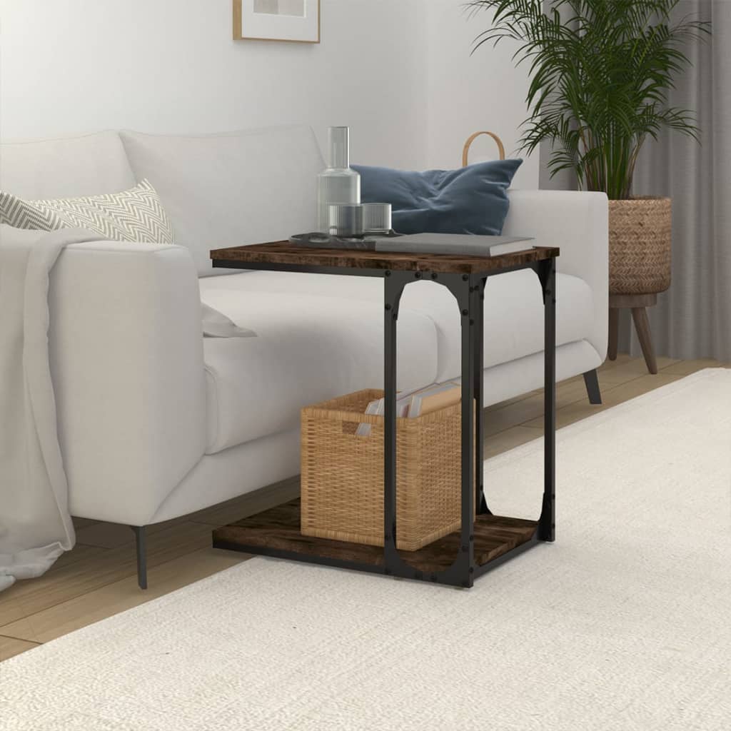 sidebord 50x35x52 cm konstrueret træ røget egetræsfarve