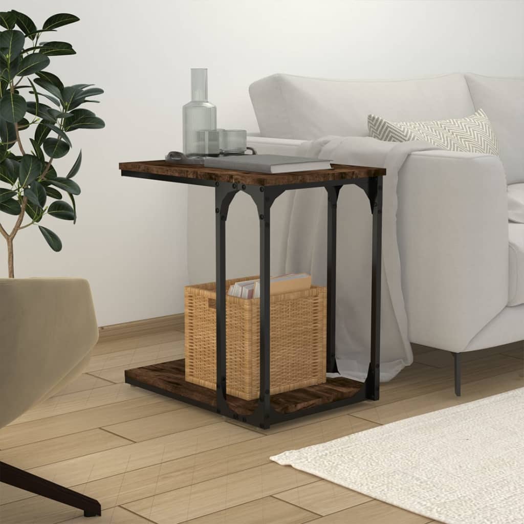 sidebord 50x35x52 cm konstrueret træ røget egetræsfarve