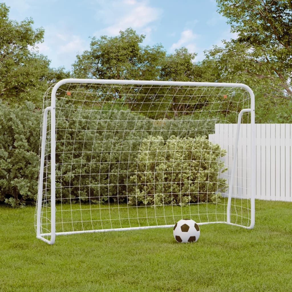 fodboldmål med net 214x75x152 cm stål og polyester hvid billede