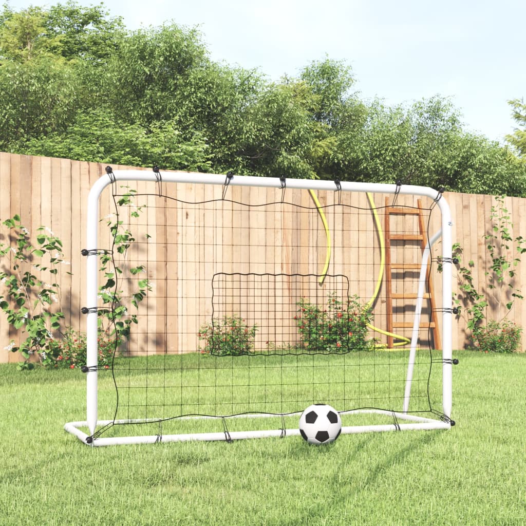 fodbold-rebounder med net 184x61x123 cm stål og PE sort og hvid billede