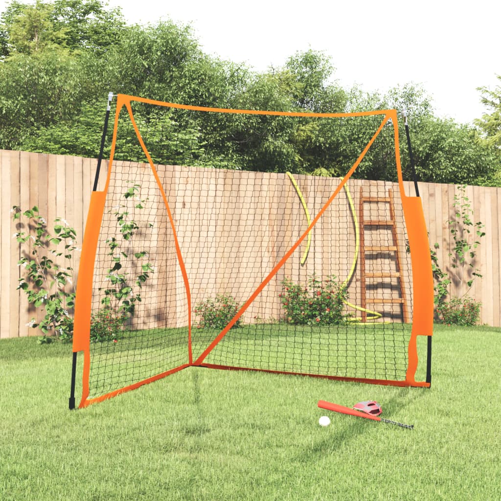 bærbart baseballnet 183x182x183 cm polyester stål sort orange billede