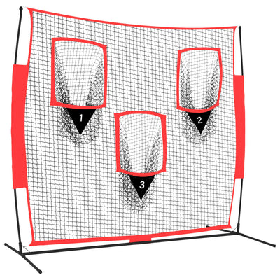 bærbart baseballnet 183x105x183 cm polyester sort og rød
