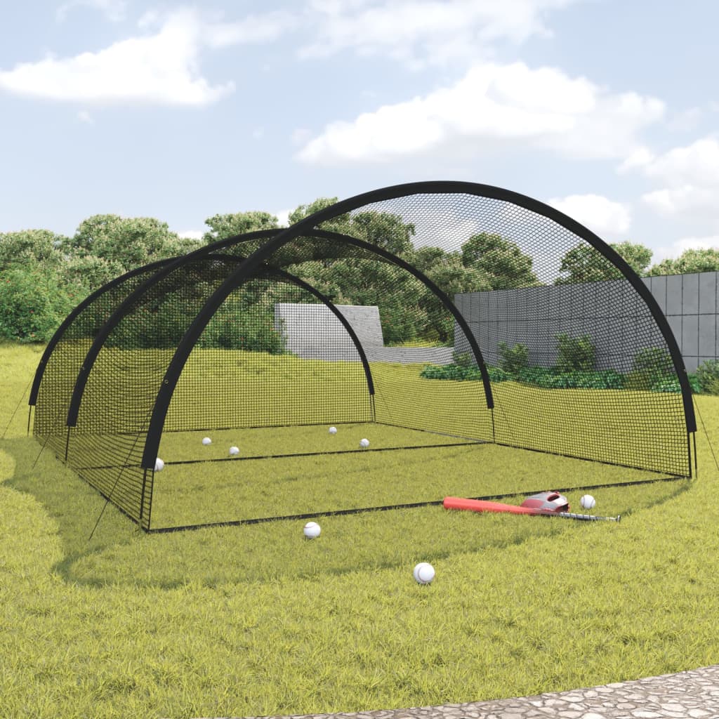 batting cage net til baseball 600x400x250 cm polyester sort billede