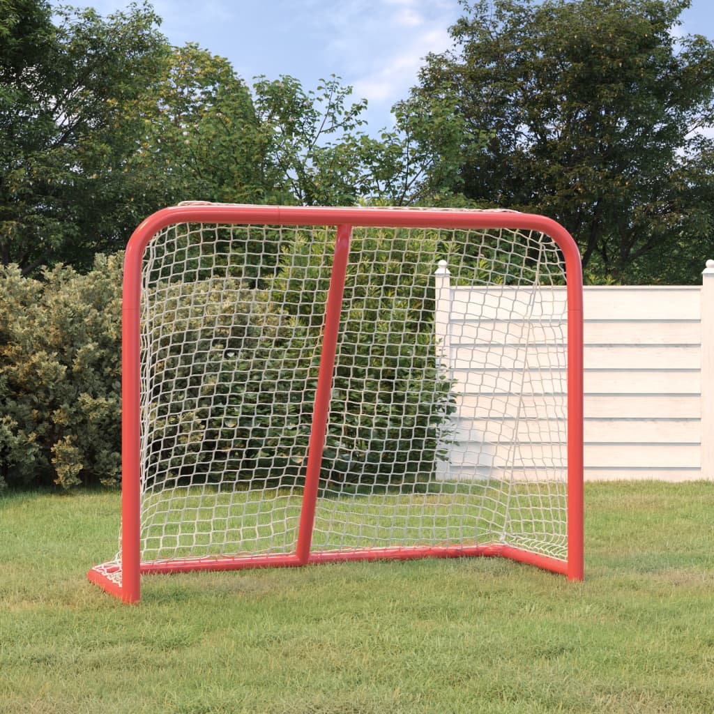 hockeymål 183x71x122 cm polyester rød og hvid billede