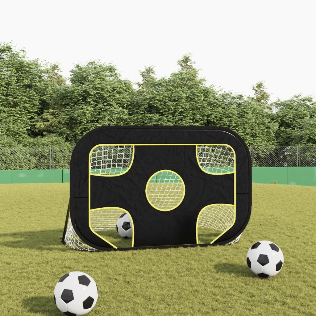 fodboldnet med målhuller 120x80x80 cm polyester billede