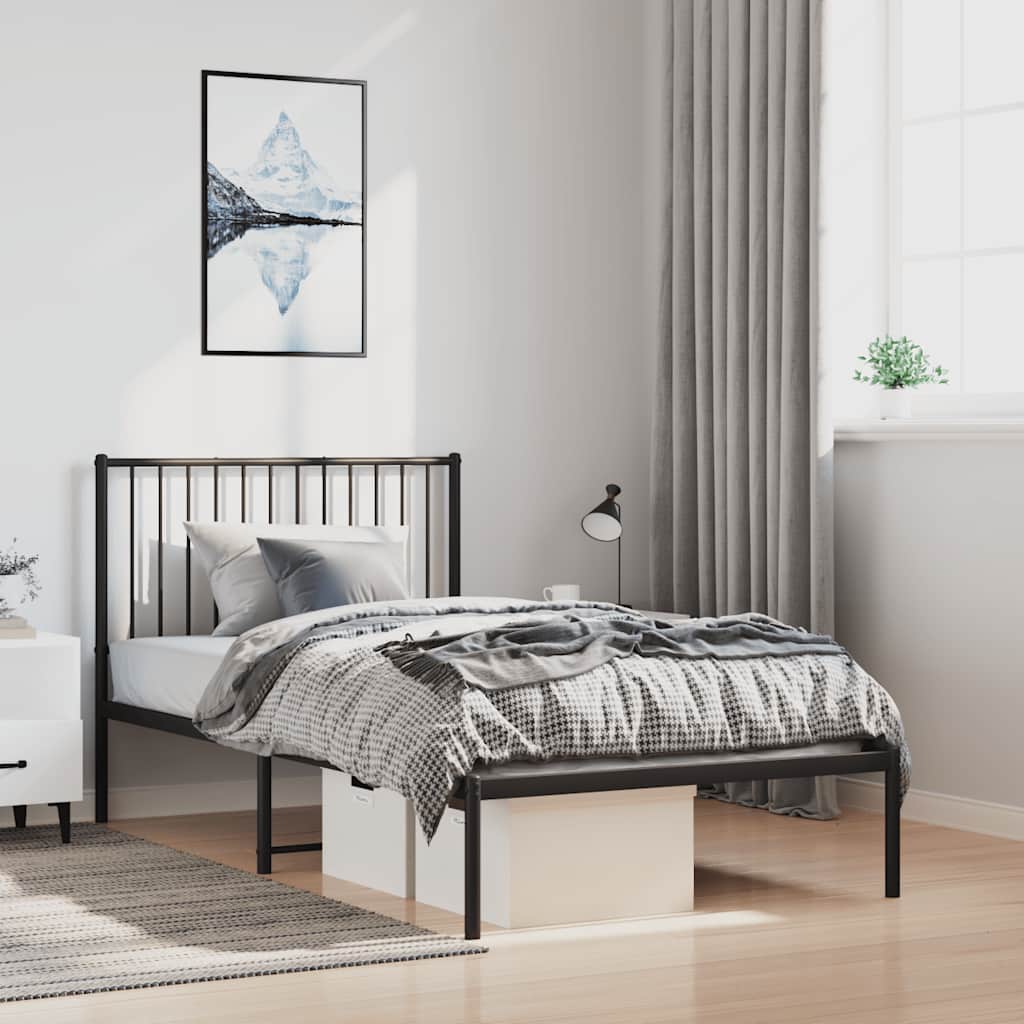 sengeramme med sengegavl 100x190 cm metal sort