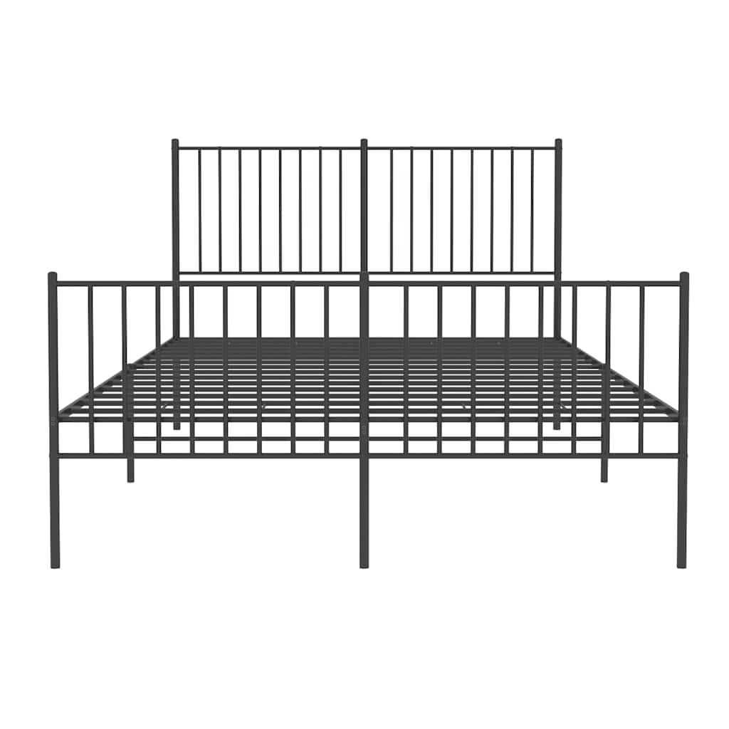 sengeramme med sengegavl og fodgærde 135x190 cm metal sort