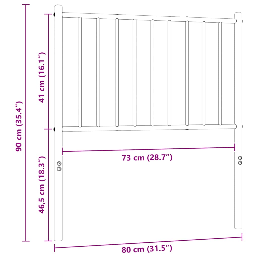 udskiftningsgavl 75 cm metal sort