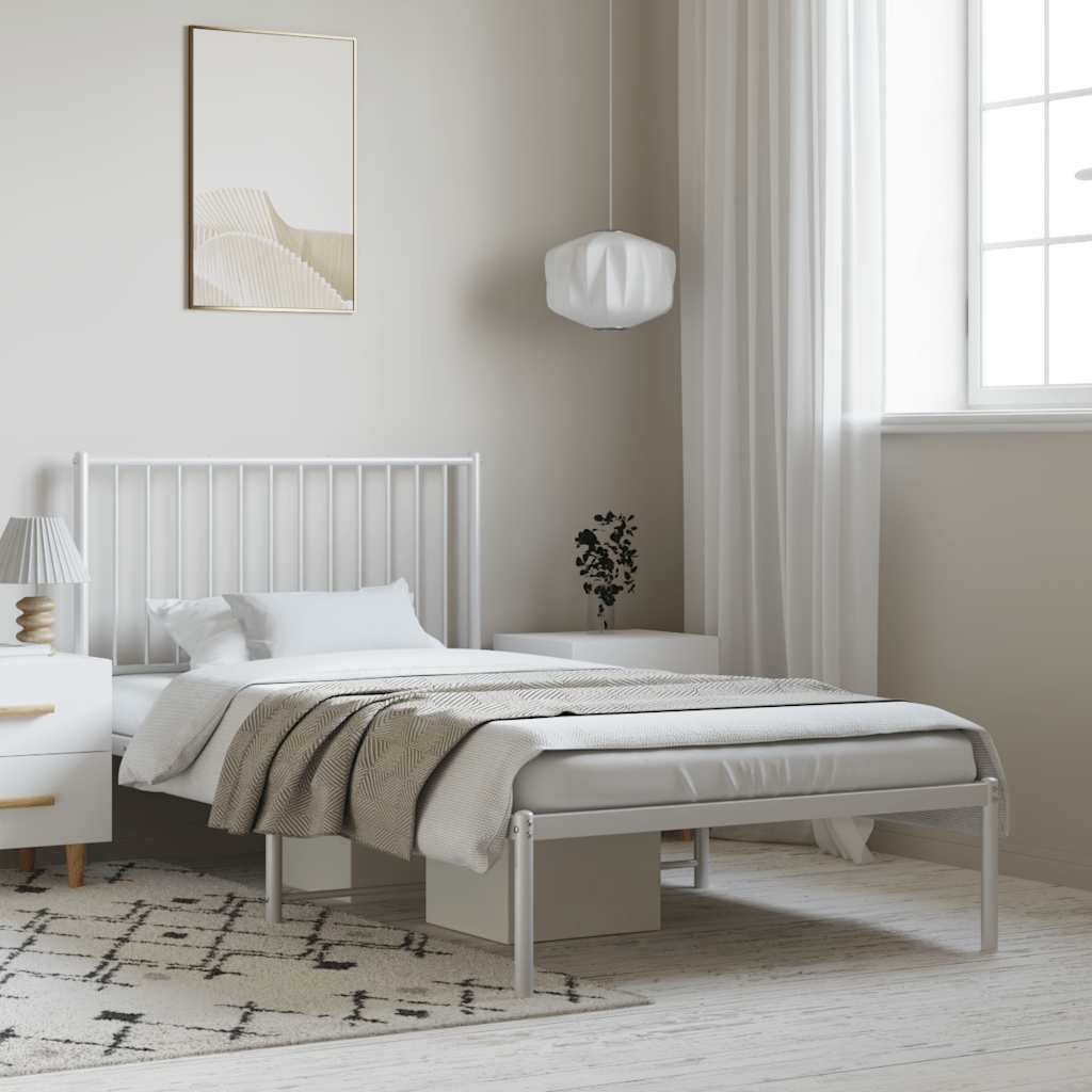 sengeramme med sengegavl 100x190 cm metal hvid