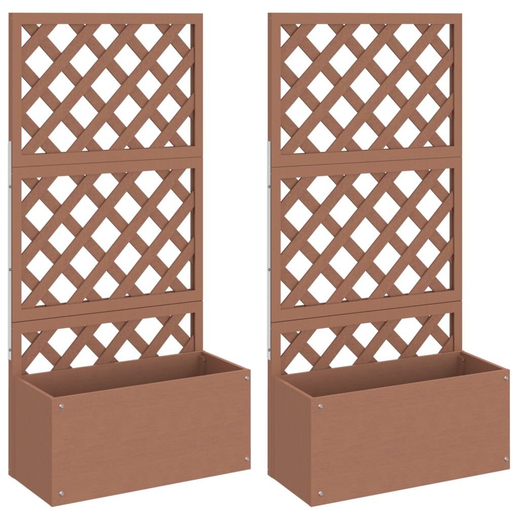 plantekasser med espalier 2 stk. 65x33x135 cm WPC brun