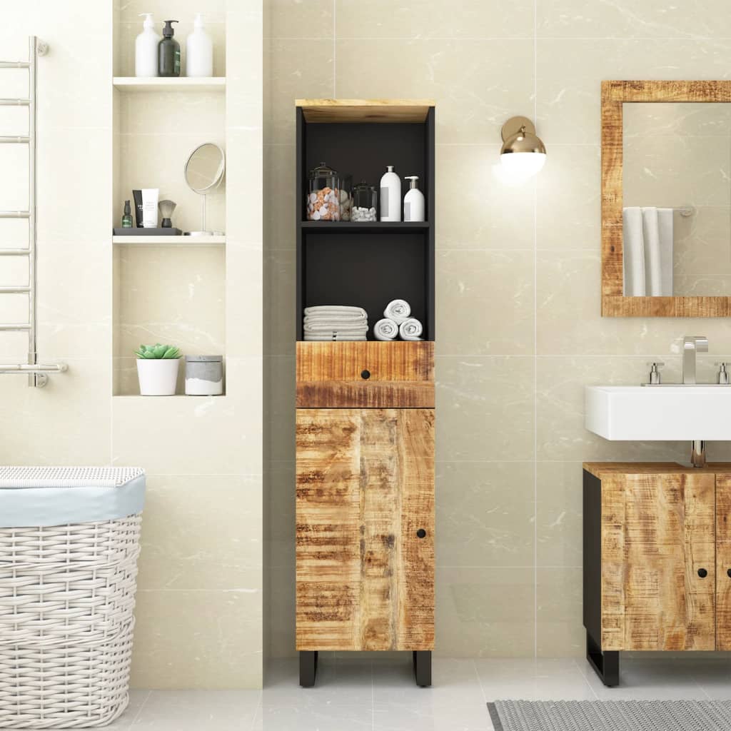 badeværelsesskab 38x33x160 cm massivt mangotræ billede