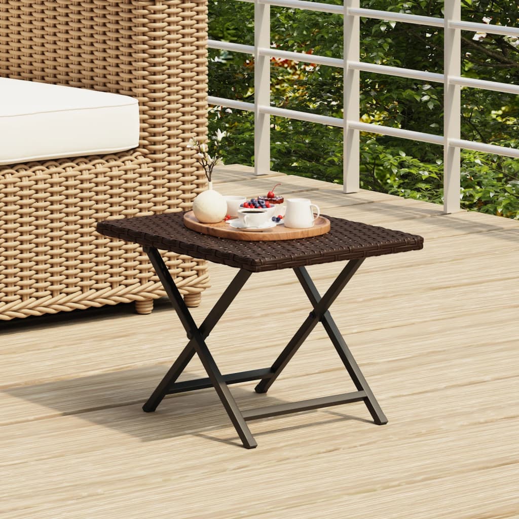 foldbart bord 45x35x32 cm polyrattan brun billede
