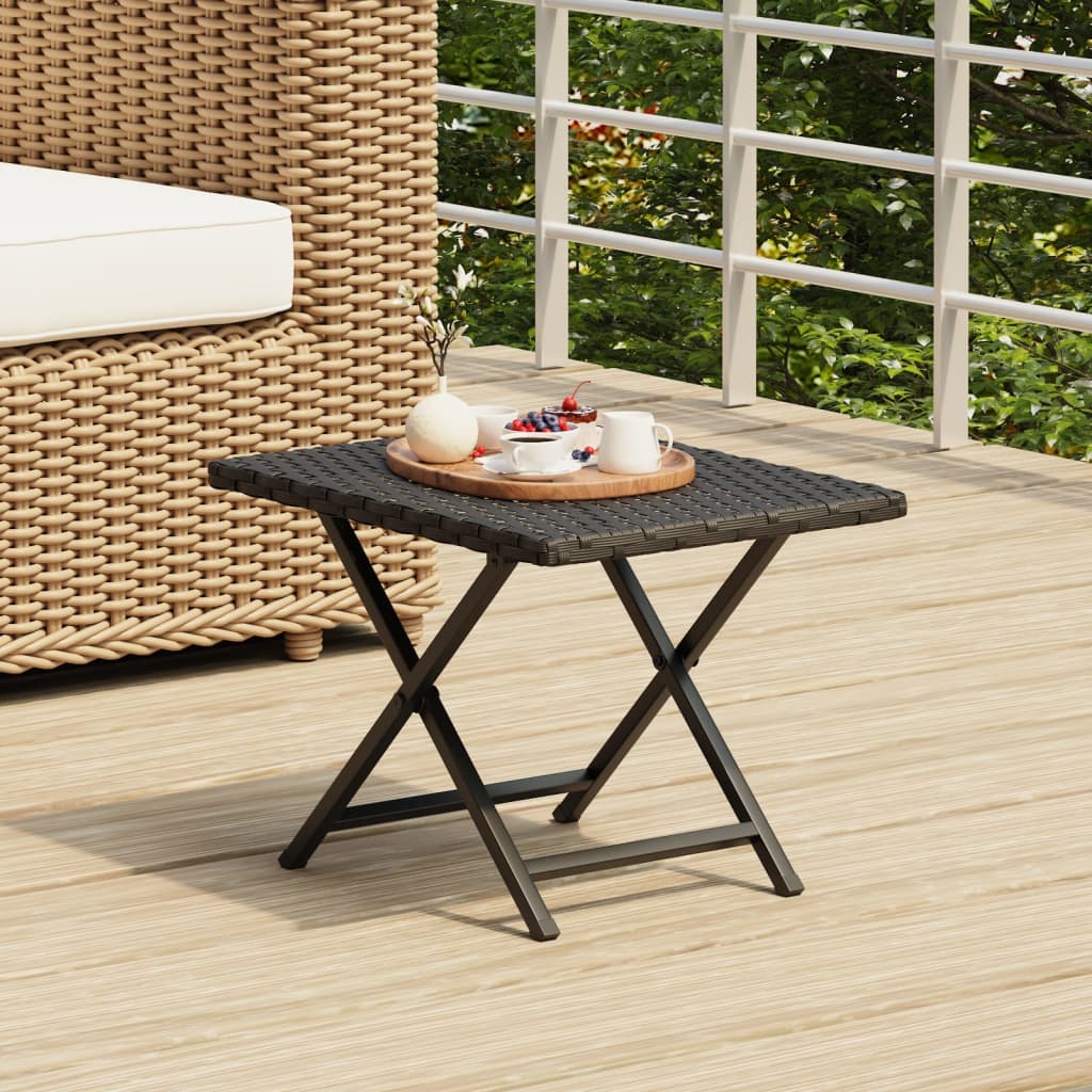 foldbart bord 45x35x32 cm polyrattan sort billede