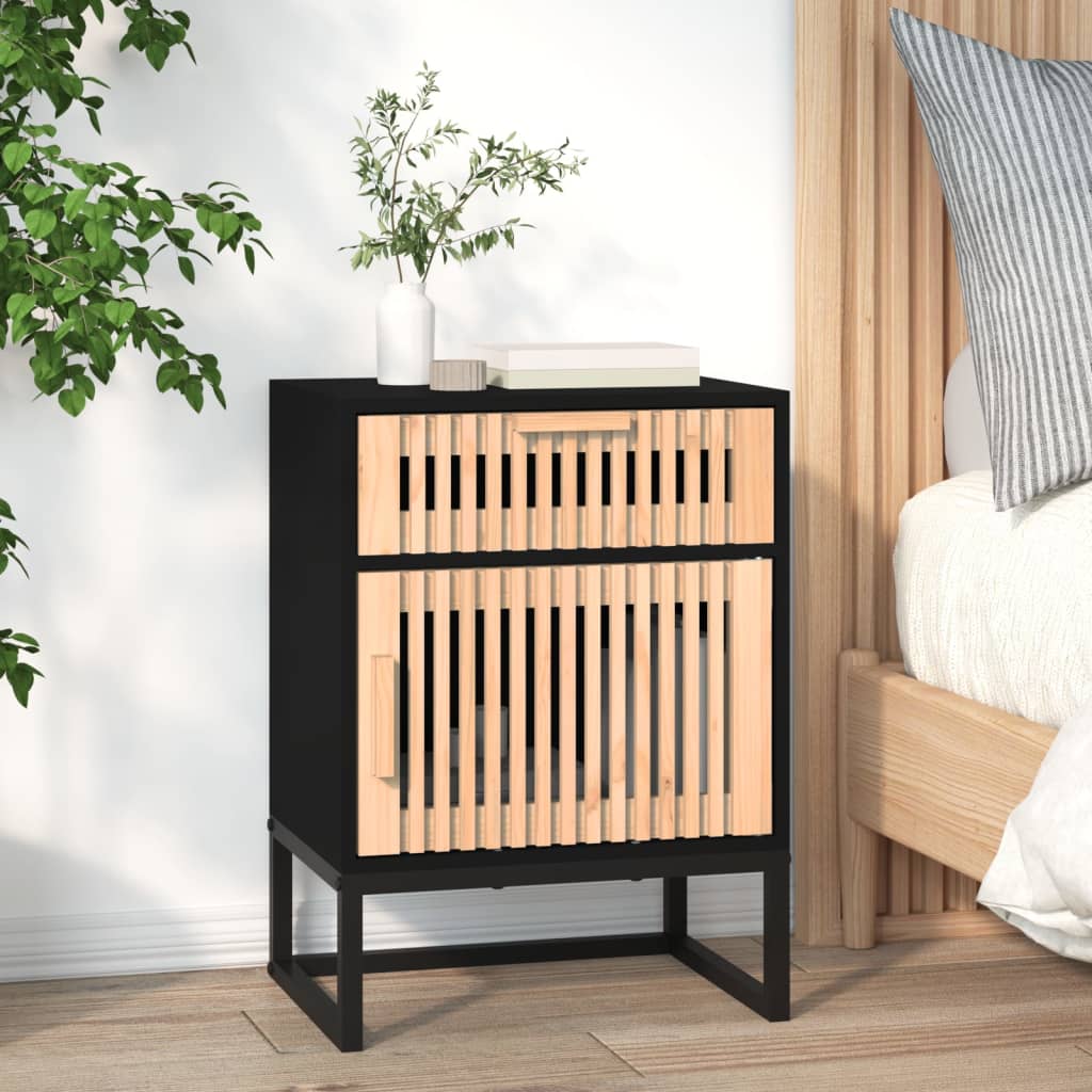 sengebord 40x30x55,5 cm konstrueret træ og jern sort billede
