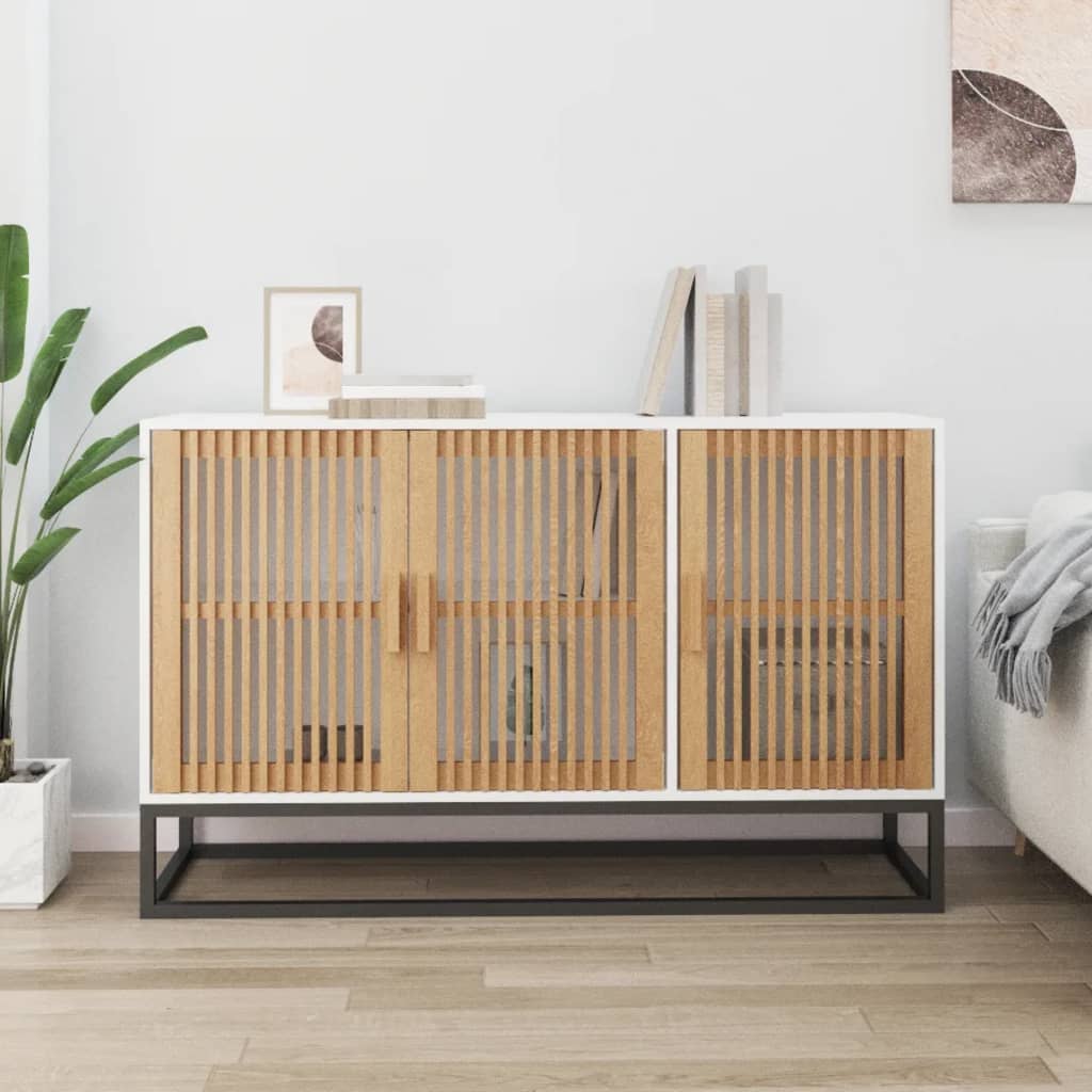skænk 105x30x65 cm konstrueret træ hvid