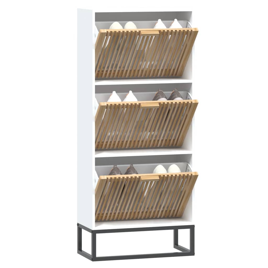 skoskab 52x25x120 cm konstrueret træ hvid