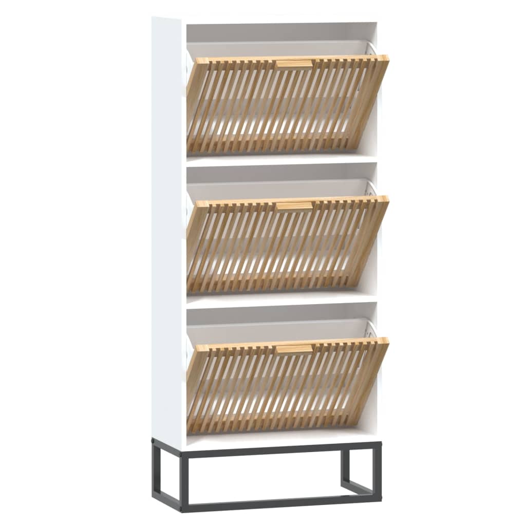 skoskab 52x25x120 cm konstrueret træ hvid