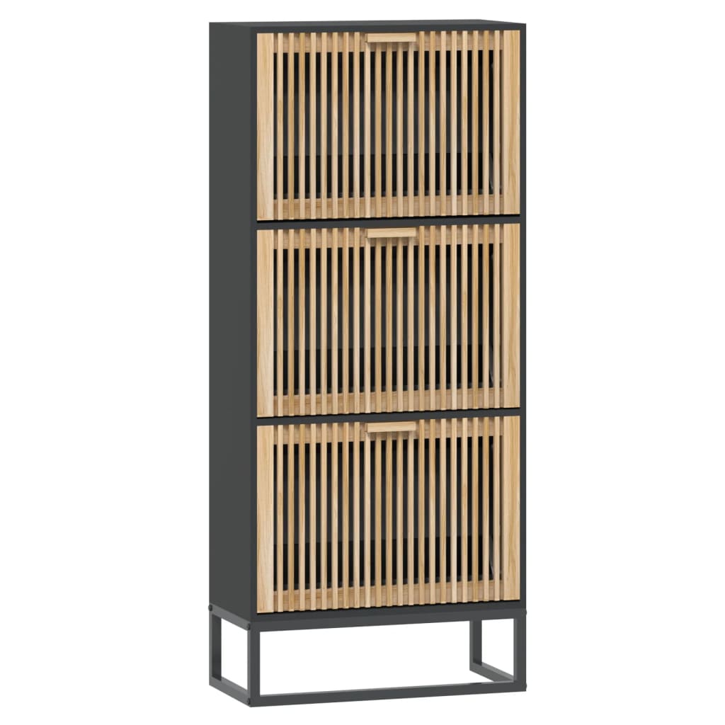 skoskab 52x25x120 cm konstrueret træ sort