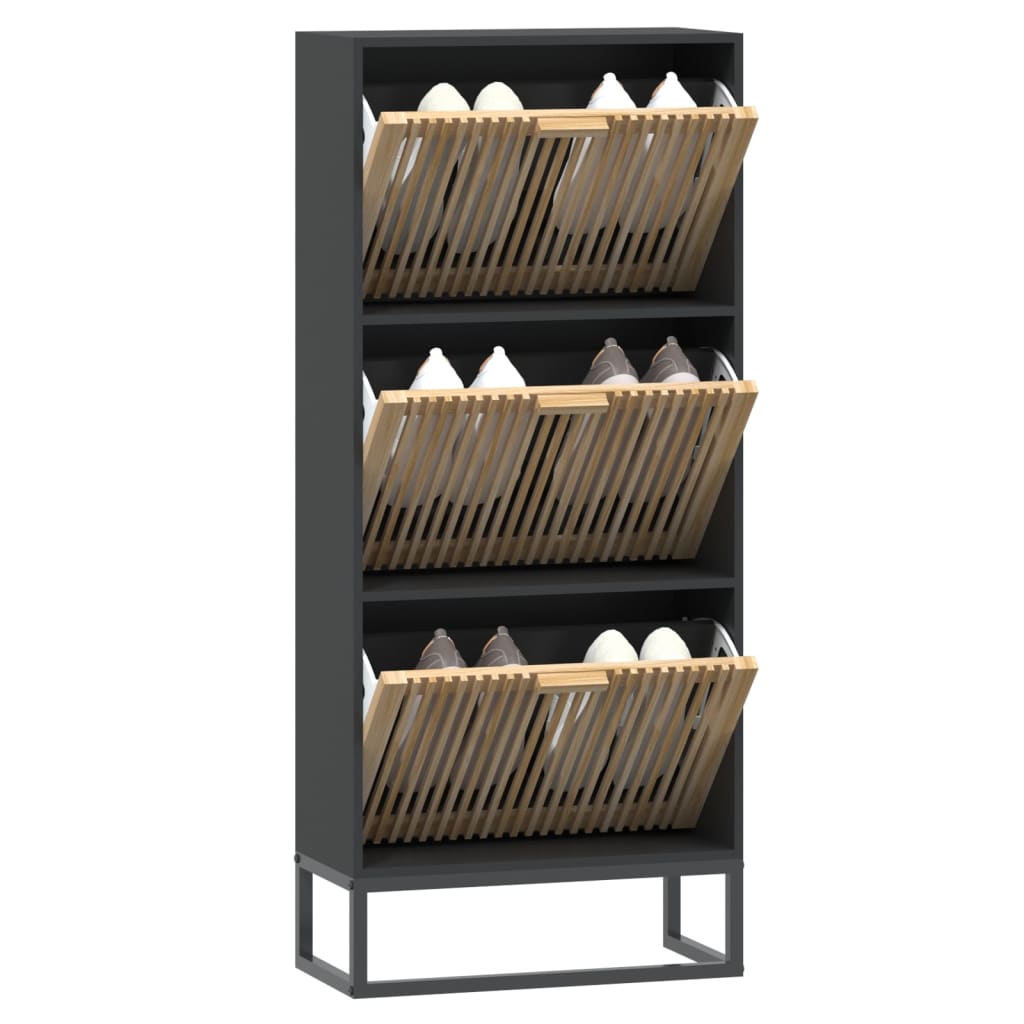 skoskab 52x25x120 cm konstrueret træ sort