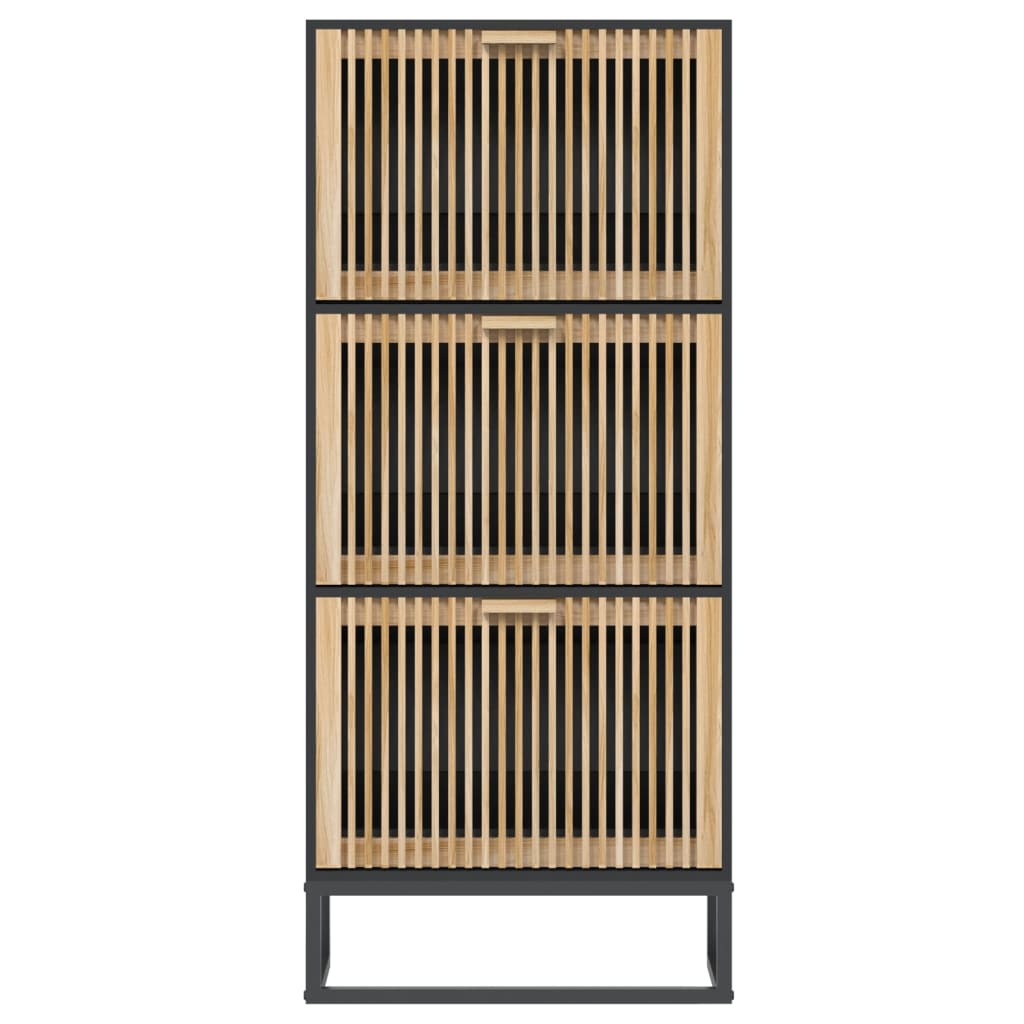 skoskab 52x25x120 cm konstrueret træ sort