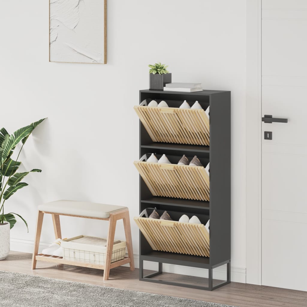 skoskab 52x25x120 cm konstrueret træ sort