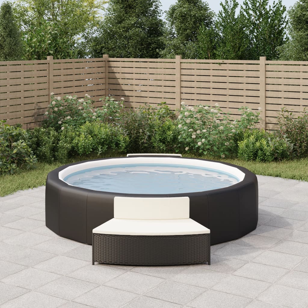 spabænke med hynder 2 stk. polyrattan sort billede