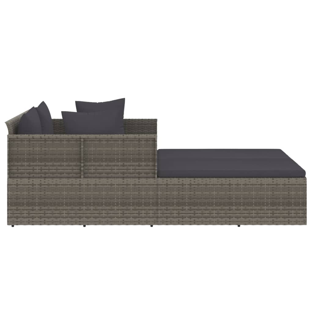 solseng med hynder 182x118x63 cm polyrattan grå