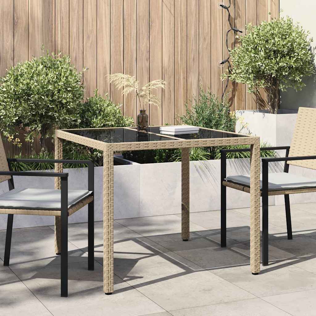 Havemøbel Bord Beige 90 x 90 x 75 cm polyrattan billede